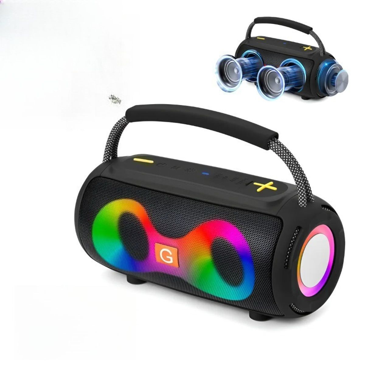 GIOIO - Bocina Bluetooth Portátil Inalámbrica Subwoofer Luces Rgb