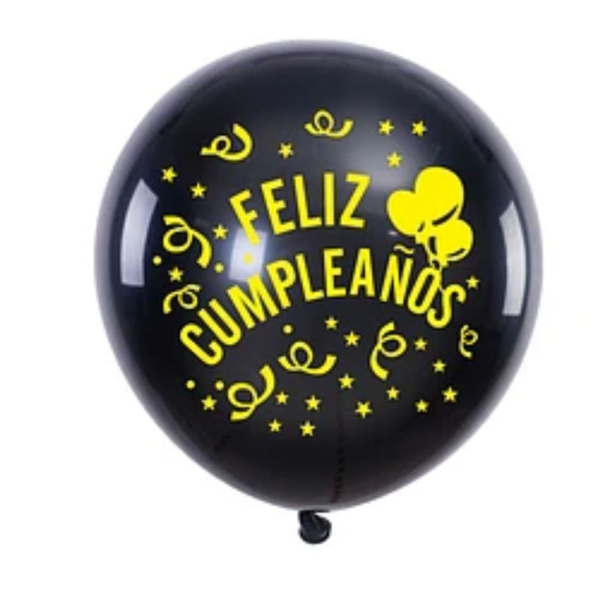 GENERICO - Globos de látex negro estampado cumpleaños 5pcs 30cm