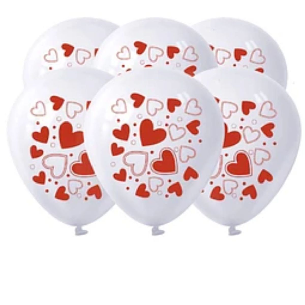 GENERICO - Set de globos de látex blanco con corazones 6pcs