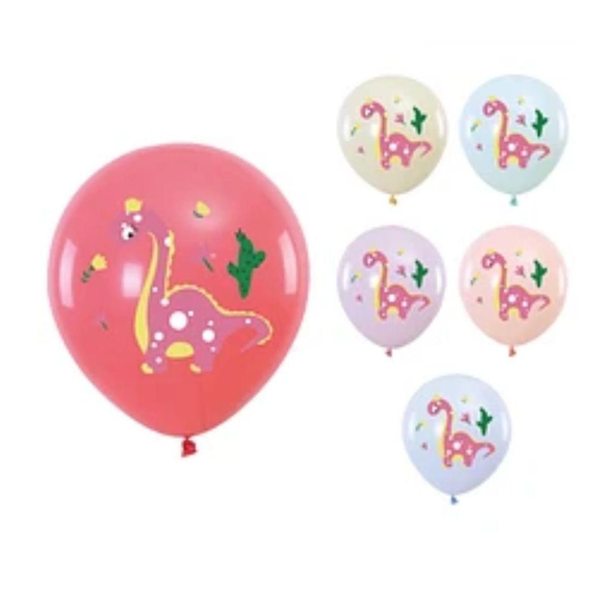 GENERICO - Globos de látex dinosaurio 6pcs 30cm