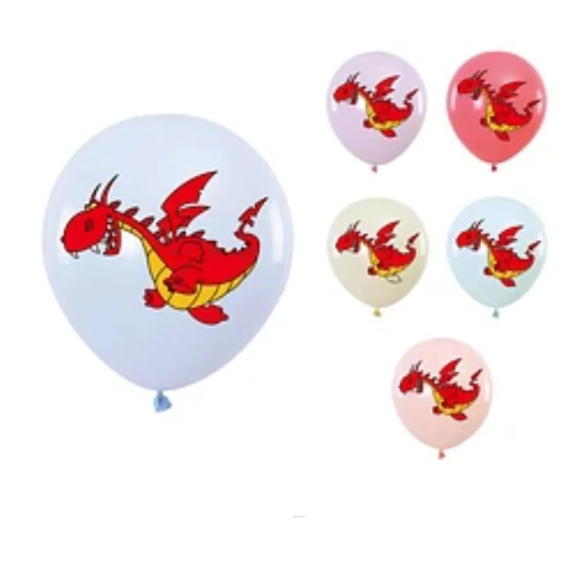 GENERICO - Globos de látex de dinosaurio 6pcs 30cm colores surtidos