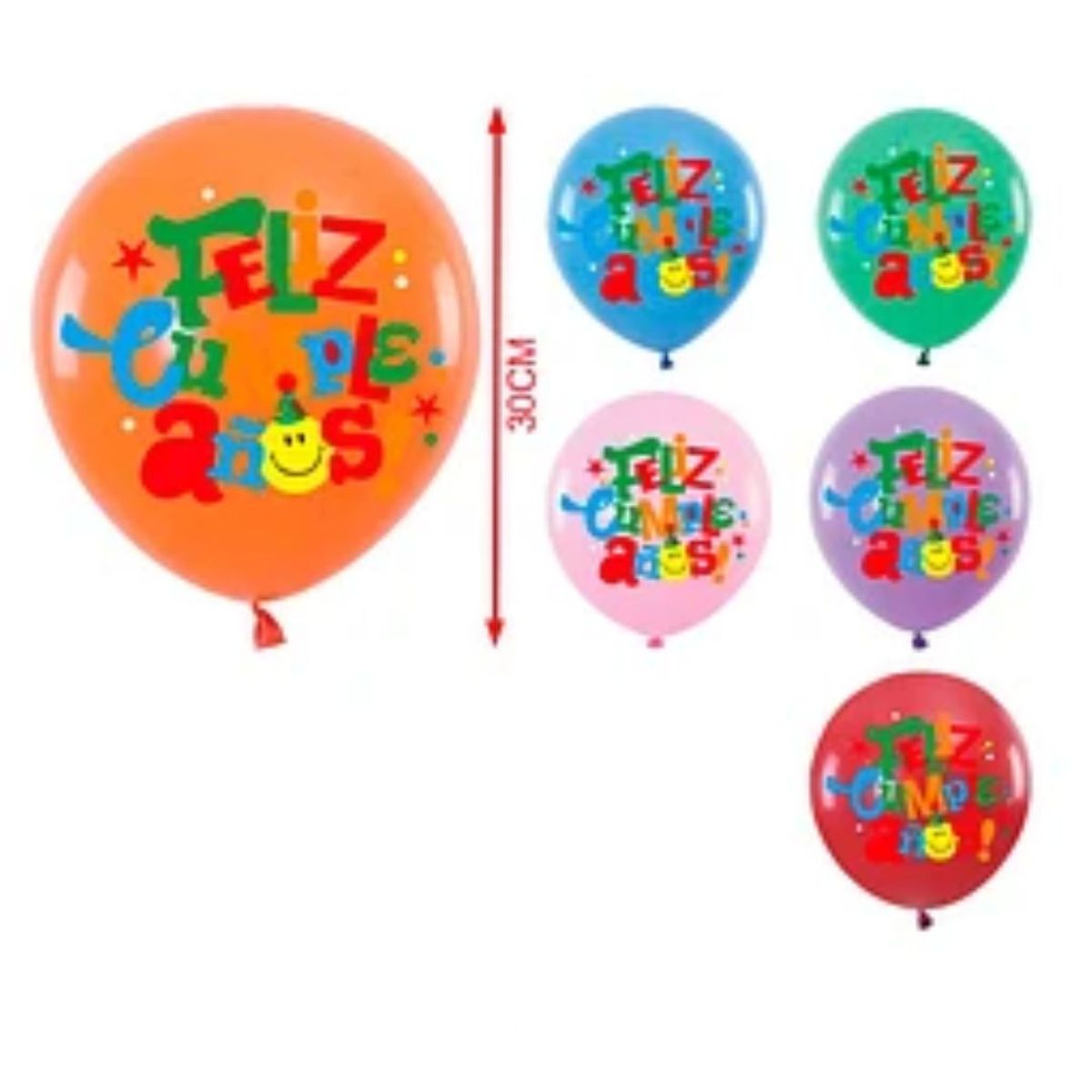 GENERICO - Globo de látex feliz cumpleaños color aleatorio 30 cm