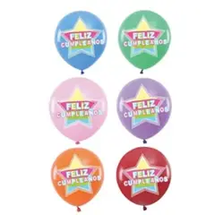 GENERICO - Globo de látex feliz cumpleaños color surtido