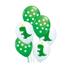GENERICO - Set de globos latex tiranosaurio rex verde de 6pcs