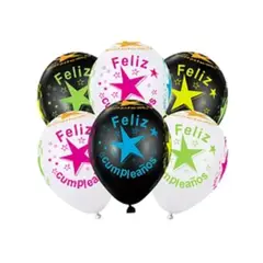 GENERICO - Set de globos de latex Feliz Cumpleaños 6pcs