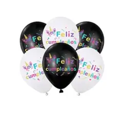 GENERICO - Set de globos de latex Feliz Cumpleaños unicornio 6pcs