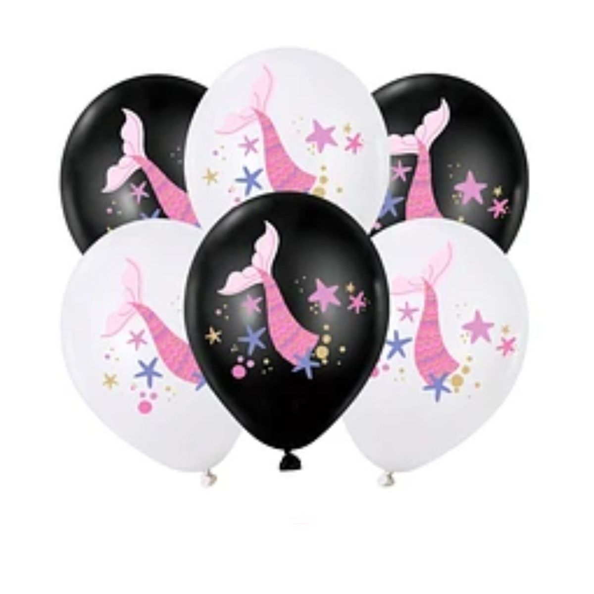 GENERICO - Set deglobos de latex cola de sirena 6pcs