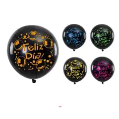 GENERICO - Globos de látex feliz día 5pcs 30cm negro
