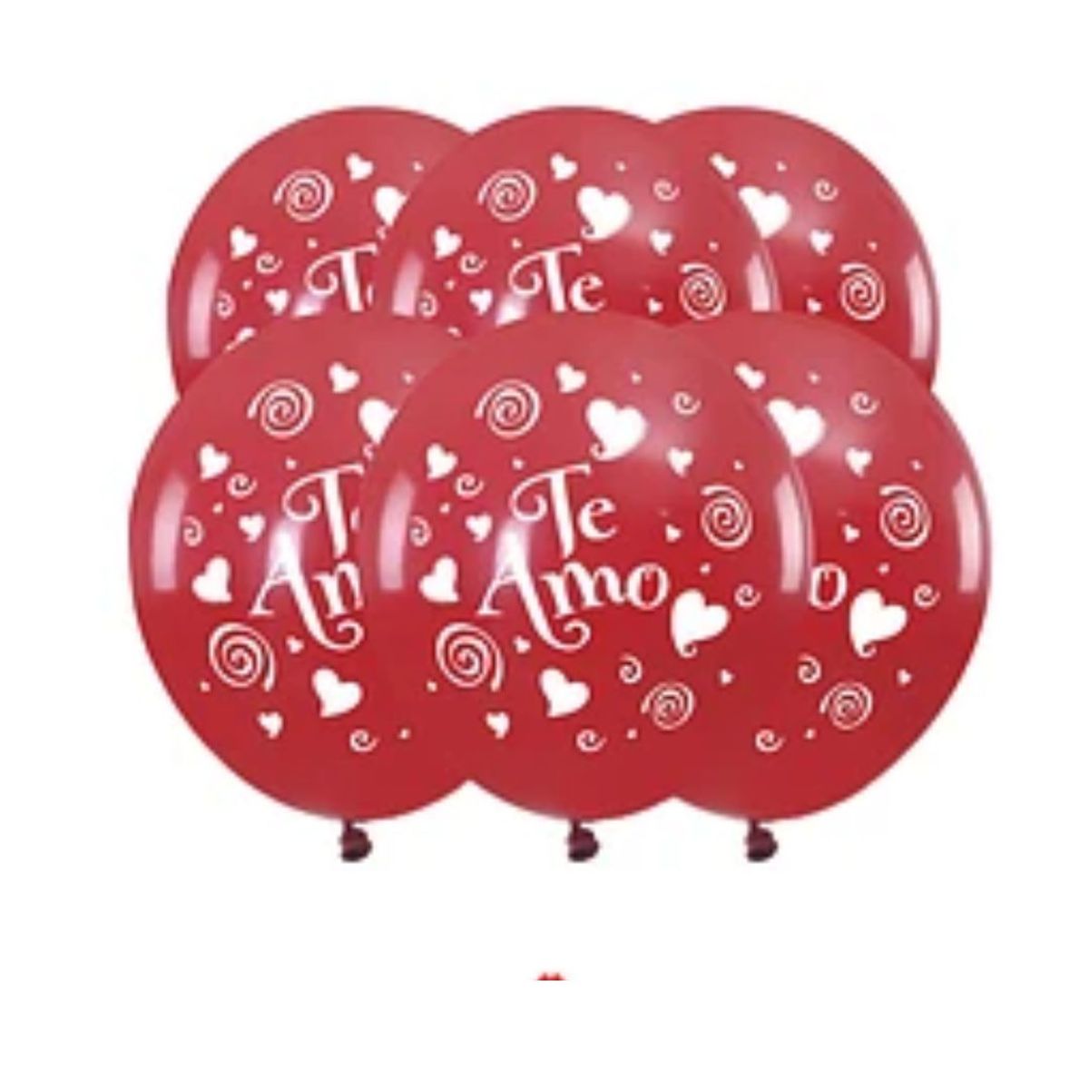 GENERICO - Set de globos de látex rojo te amo 6pcs