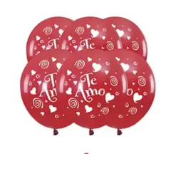 GENERICO - Set de globos de látex rojo te amo 6pcs