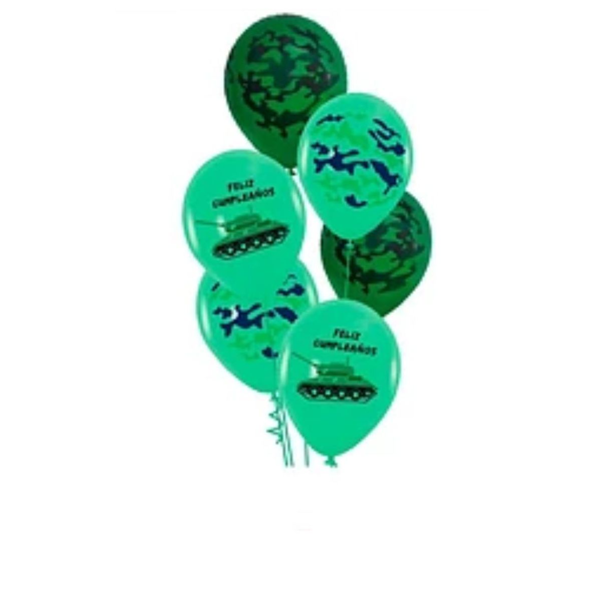 GENERICO - Set de globos de látex de tanque verde 6pcs