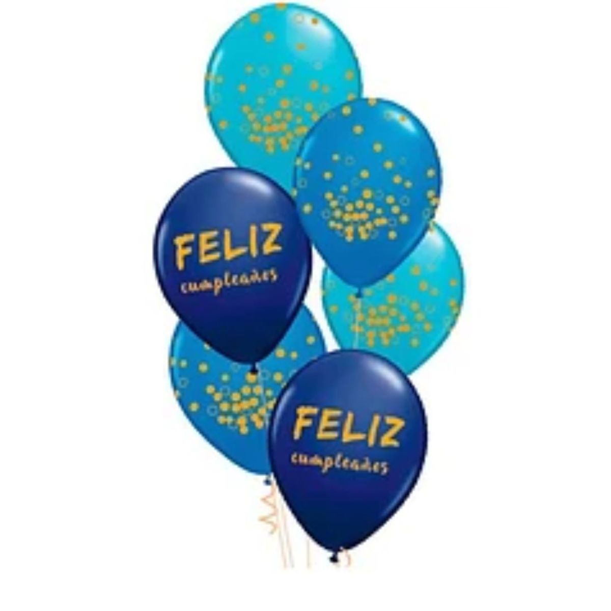 GENERICO - Set de globos de látex feliz cumpleaños azul 6pcs