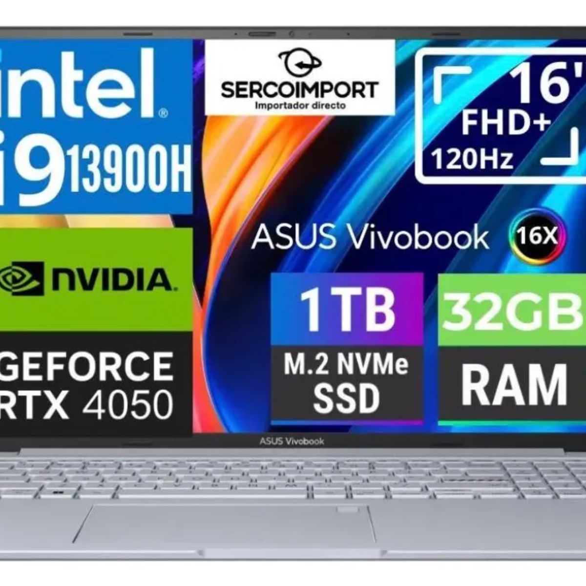 ASUS - Notebook Gamer Asus Vivobook 16X CORE I9 13900h SSD 1TB 32GB RAM NVIDIA GEFORCE RTX 4050