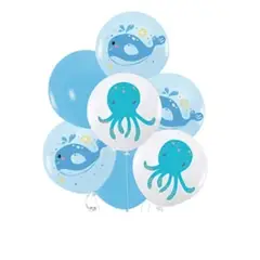 GENERICO - Set de globos de látex estampado pulpo 7pcs