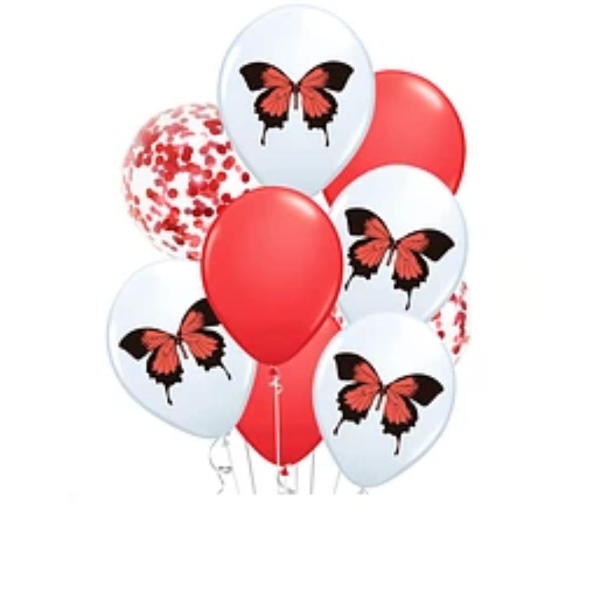 GENERICO - Set de globos mariposa roja y blanco 9pcs