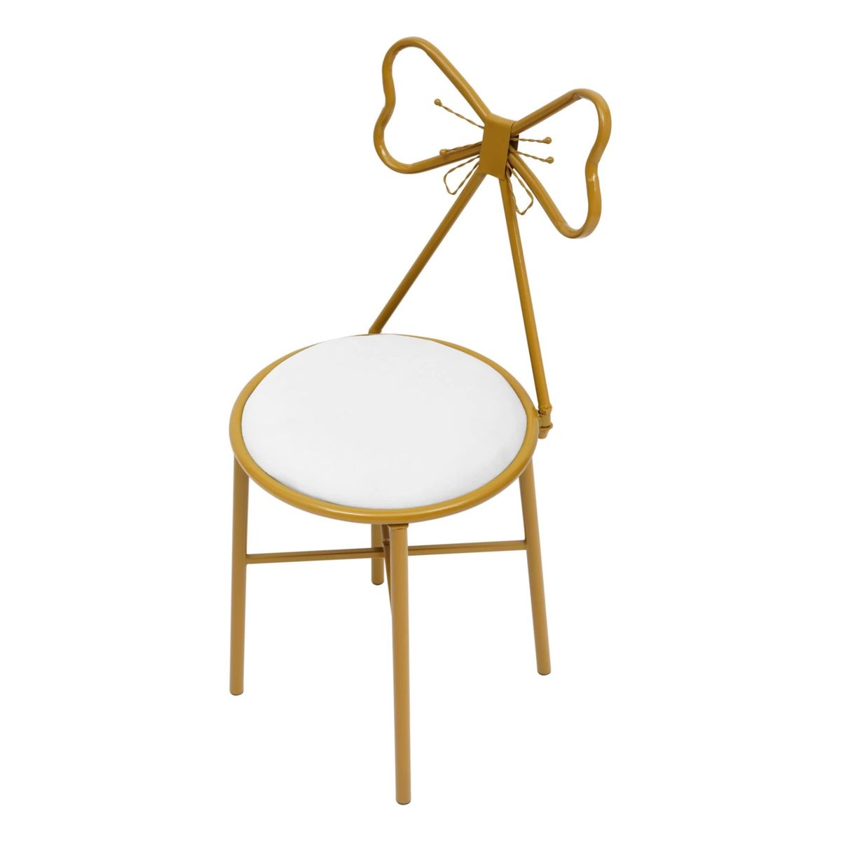 ITAHOME - TABURETE SILLA METAL CUERO DORADO BLANCO HADA