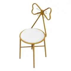 ITAHOME - TABURETE SILLA METAL CUERO DORADO BLANCO HADA