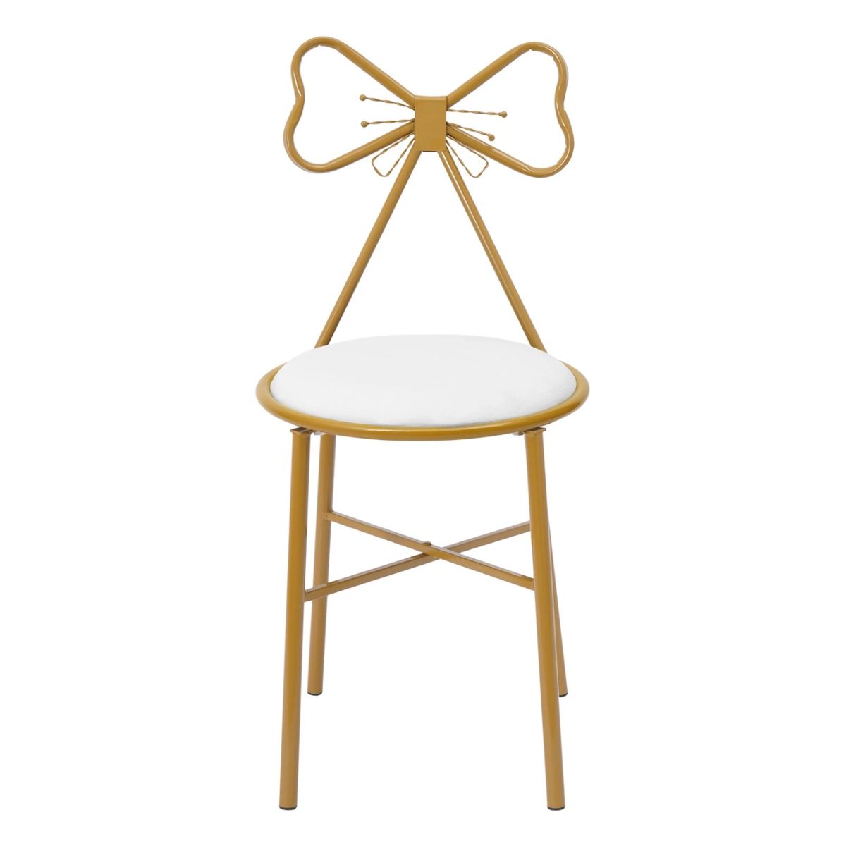 ITAHOME - TABURETE SILLA METAL CUERO DORADO BLANCO HADA
