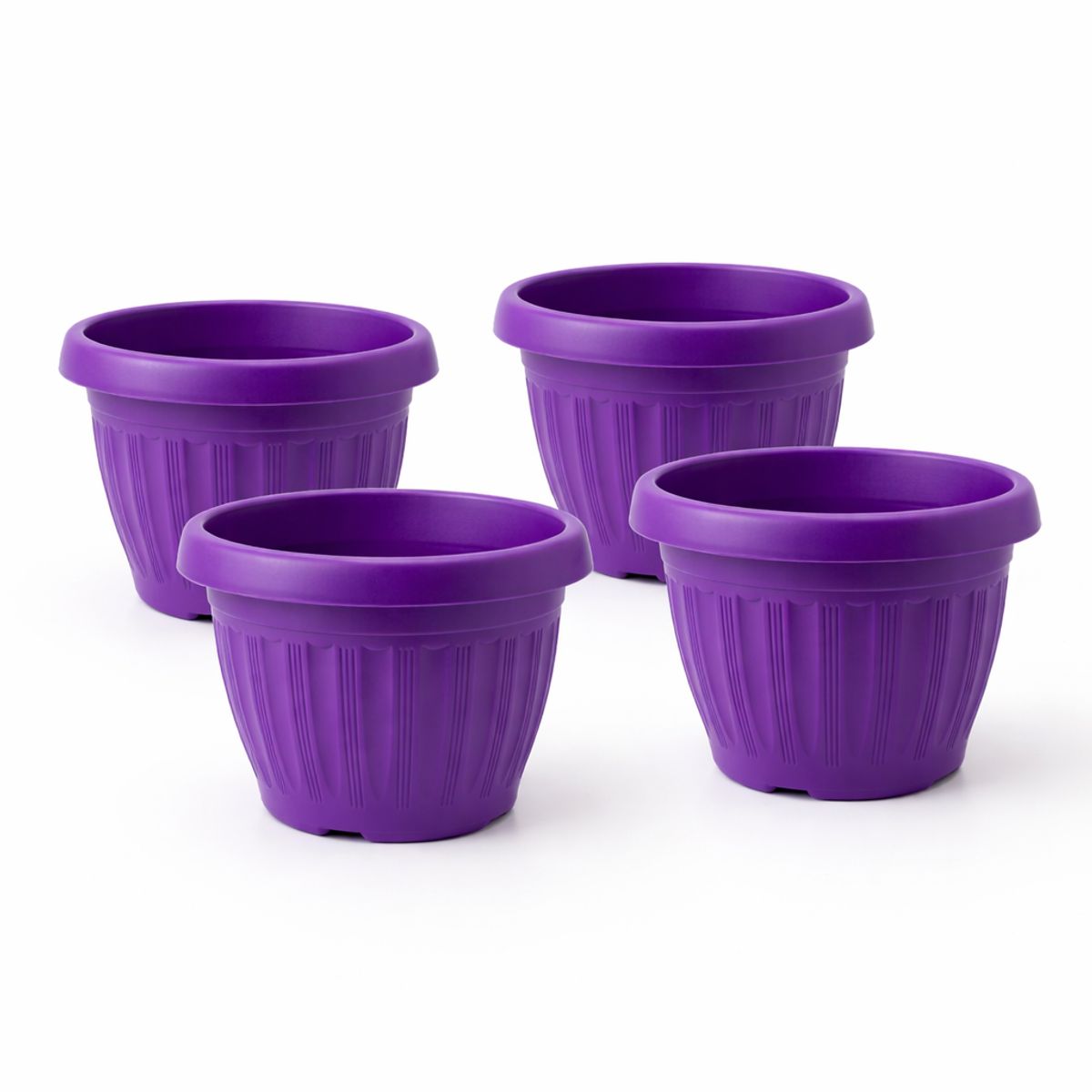 GENERICO - Pack 4 Maceteros Plástico Redondo Lila 50 cm