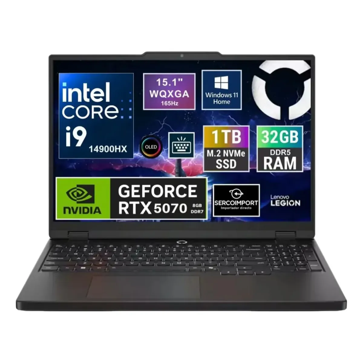 LENOVO - Notebook Gamer Lenovo Legion 5 15.1" WQXGA 165HZ Oled CORE I9 14900HX SSD 1TB 32GB DDR5 NVIDIA  RTX 5070