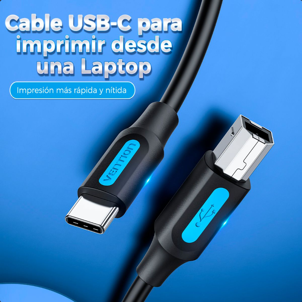 VENTION - Cable Impresora Vention Usb-c A Usb 2.0 Tipo B Escaner 3 Met