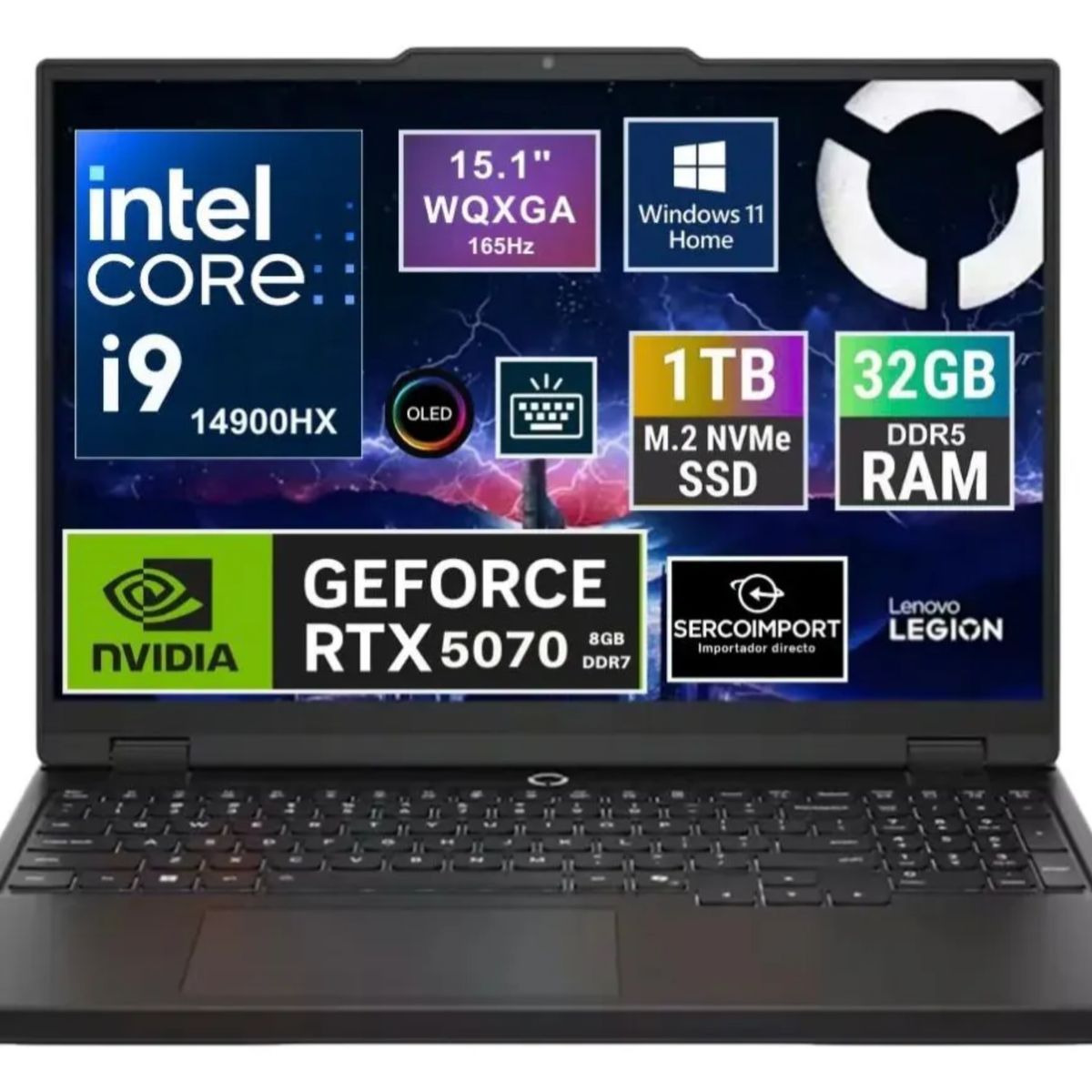 LENOVO - Notebook Gamer Lenovo Legion 5 15.1" WQXGA 2.5K 165HZ Oled CORE I9 14900HX SSD 1TB 32GB DDR5 NVIDIA  RTX 5070