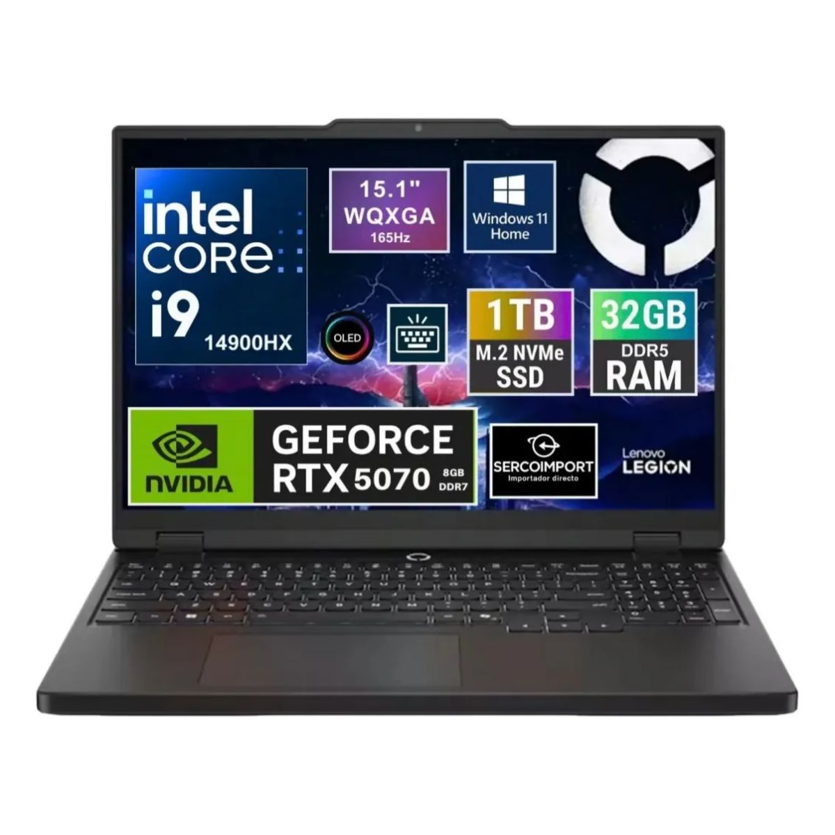 LENOVO - Notebook Gamer Lenovo Legion 5 15.1" WQXGA 2.5K 165HZ Oled CORE I9 14900HX SSD 1TB 32GB DDR5 NVIDIA  RTX 5070