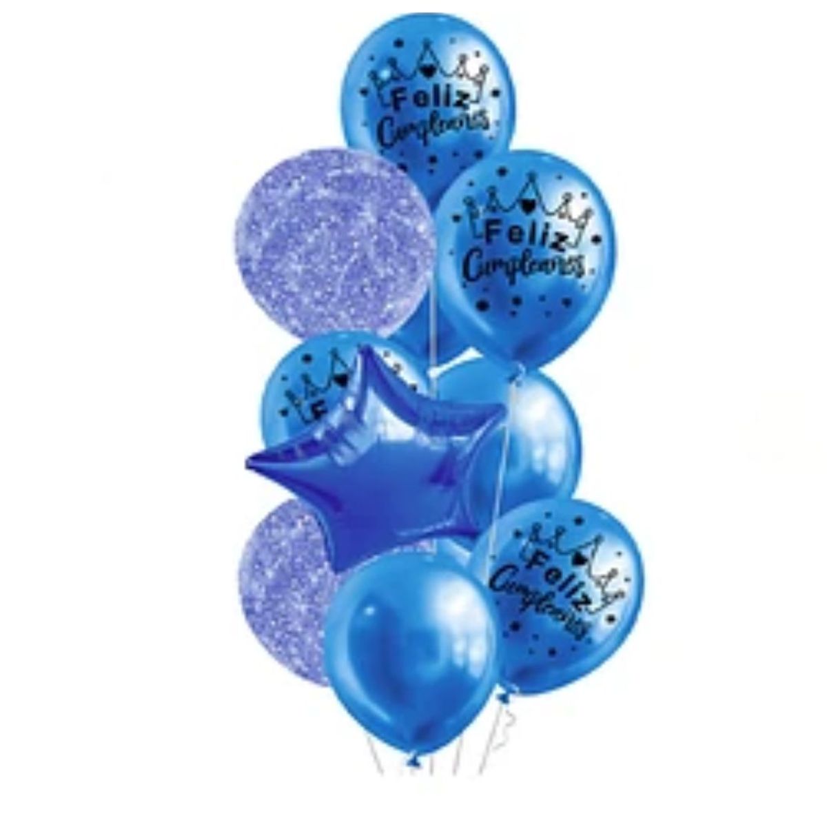 GENERICO - Set de globos latex azul feliz cumpleaños 11pcs