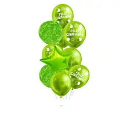 GENERICO - Set de globos de latex verde feliz cumpleaños 11pcs