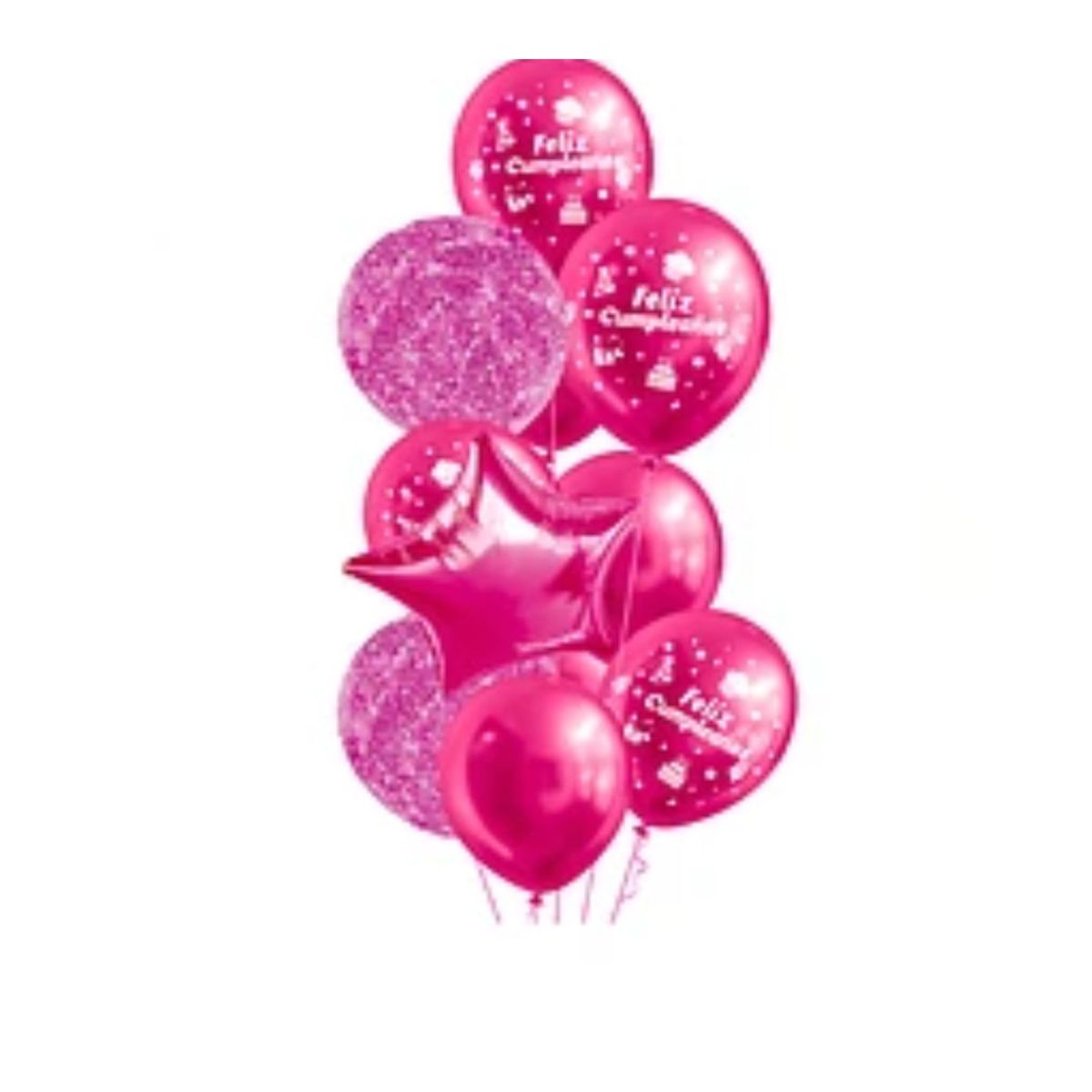 GENERICO - Set de globos de latex fucsia feliz cumpleaños 11pc