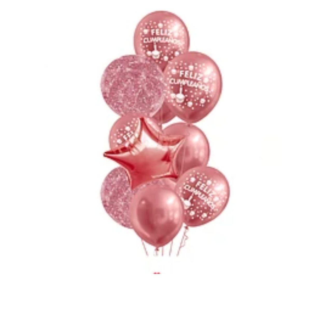 GENERICO - Set de globos latex oro rosa feliz cumpleaños 11pcs