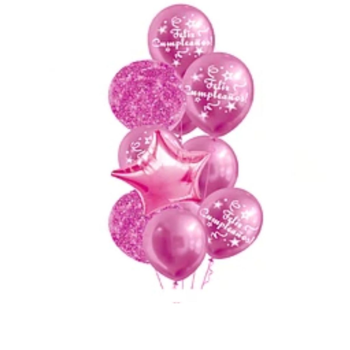 GENERICO - Set de globos latex fucsia feliz cumpleaños 11pcs
