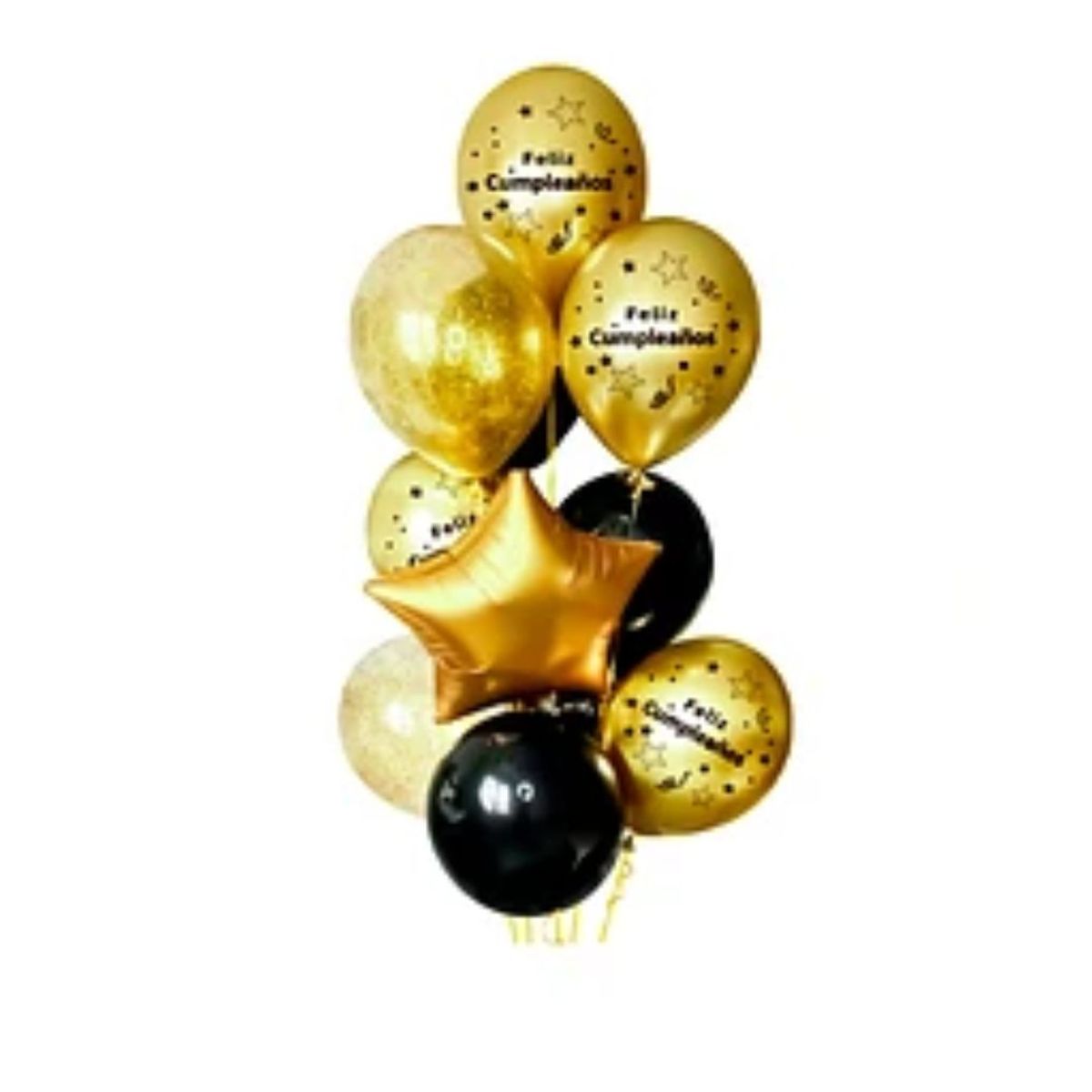 GENERICO - Set globos latex dorado-negro 11pcs
