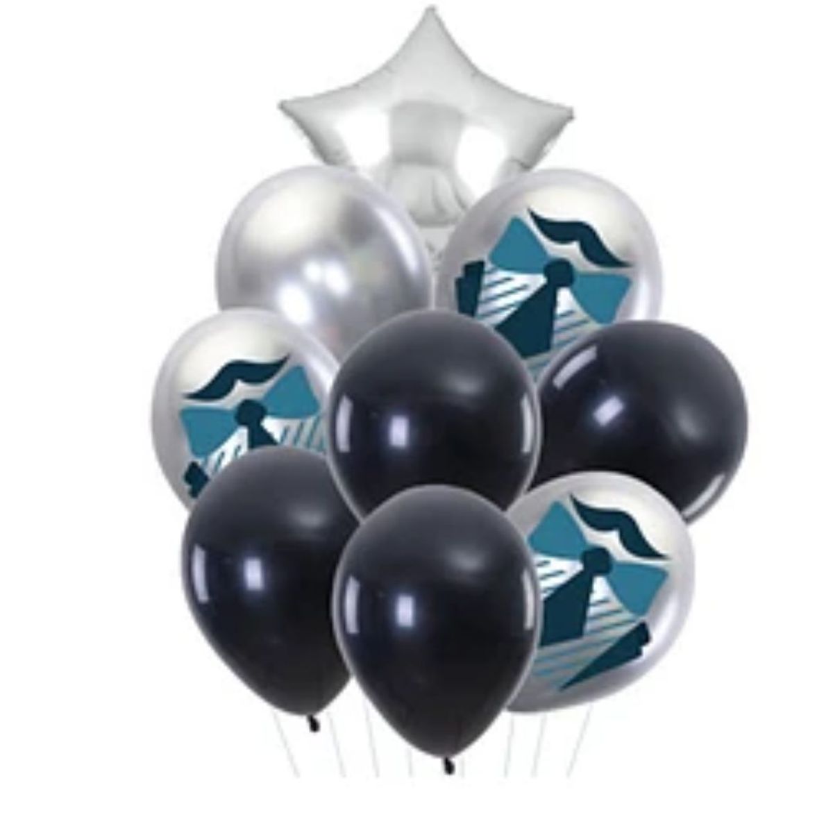 GENERICO - Set de globos de látex y estrella plata del día del padre 9pcs