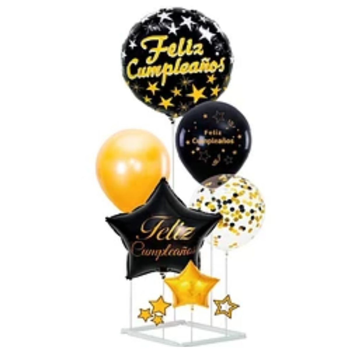 GENERICO - Set de globos feliz cumpleaños con base 6pcs