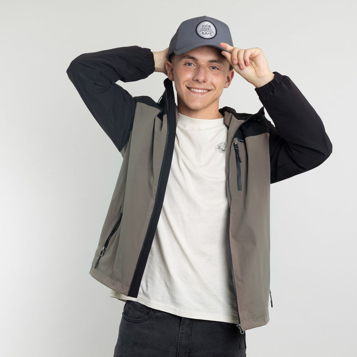 POLEMIC - Parka niño Impermeable con Micropolar café Polemic