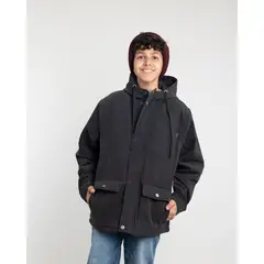 POLEMIC - Chaqueta Canvas niño forrada en sherpa Negro