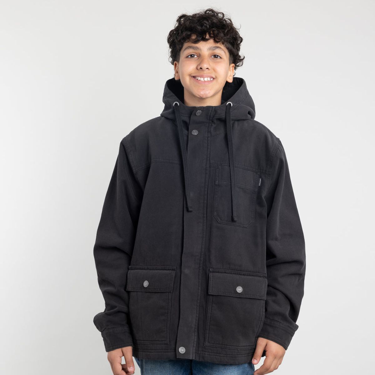 POLEMIC - Chaqueta Canvas niño forrada en sherpa Negro Polemic