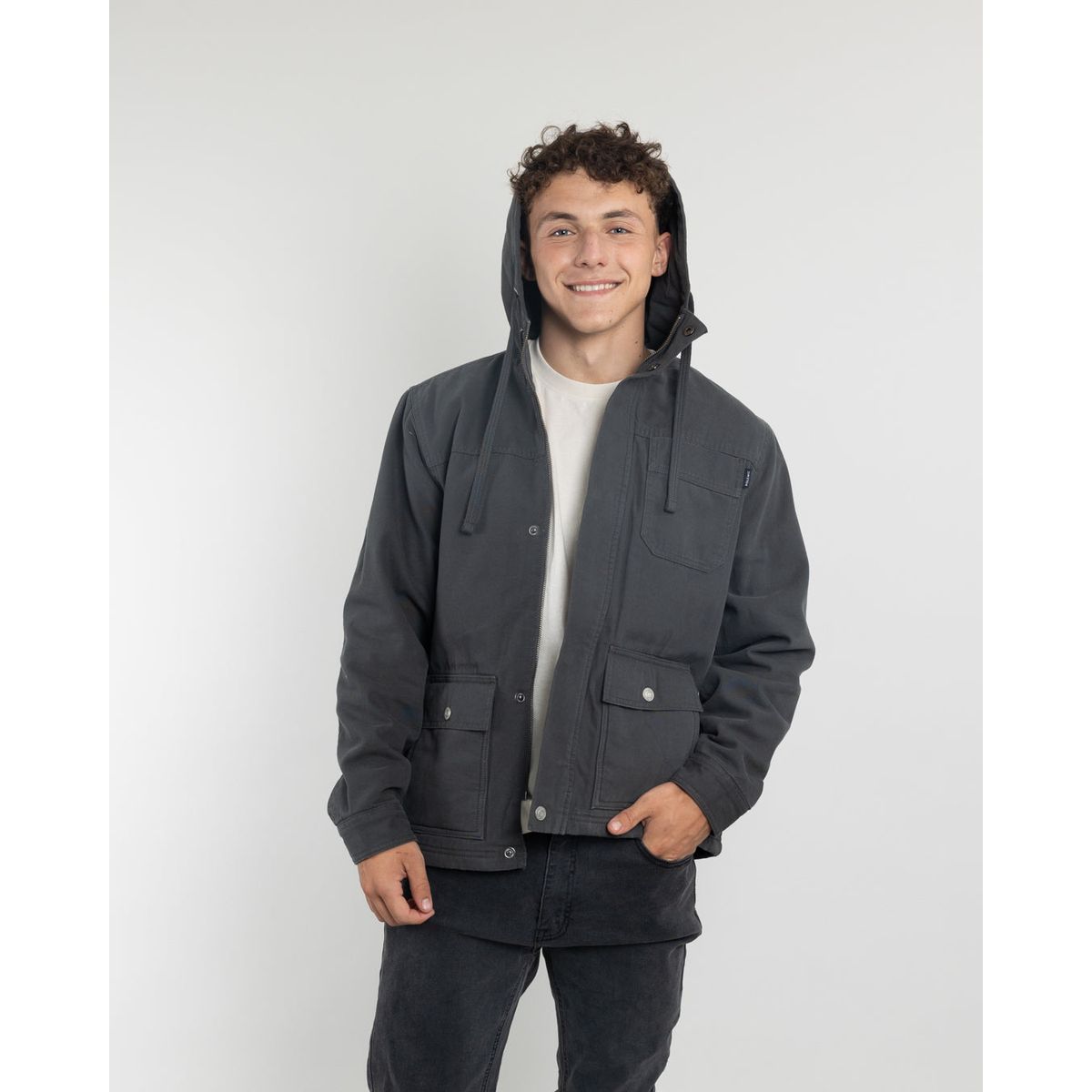 POLEMIC - Chaqueta Canvas niño forrada en sherpa Gris Polemic