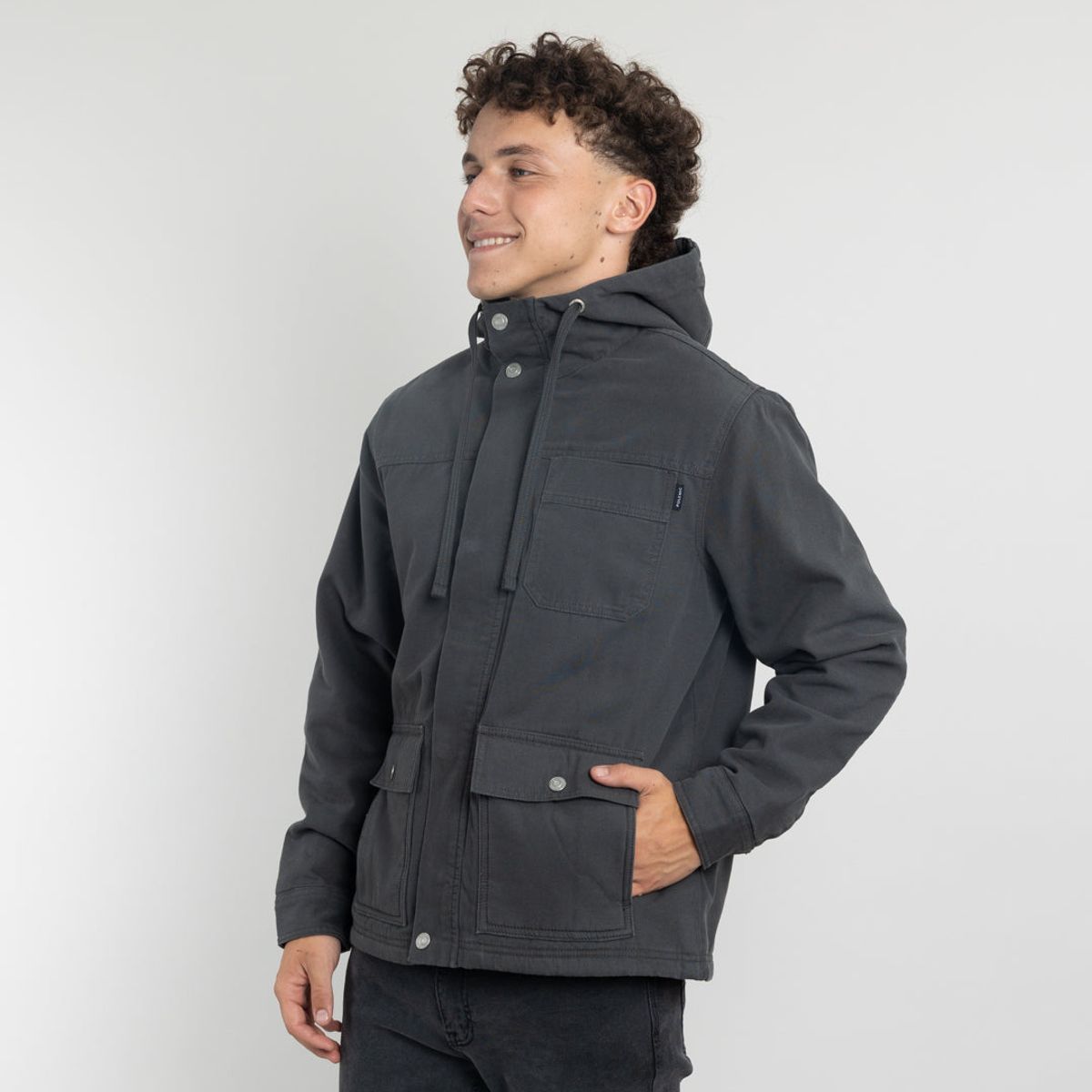 POLEMIC - Chaqueta Canvas niño forrada en sherpa Gris Polemic