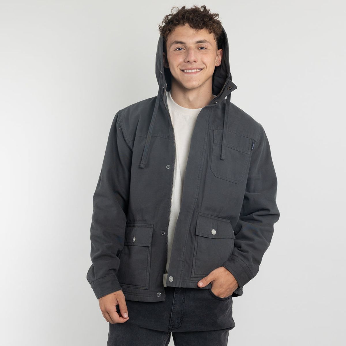 POLEMIC - Chaqueta Canvas niño forrada en sherpa Gris Polemic