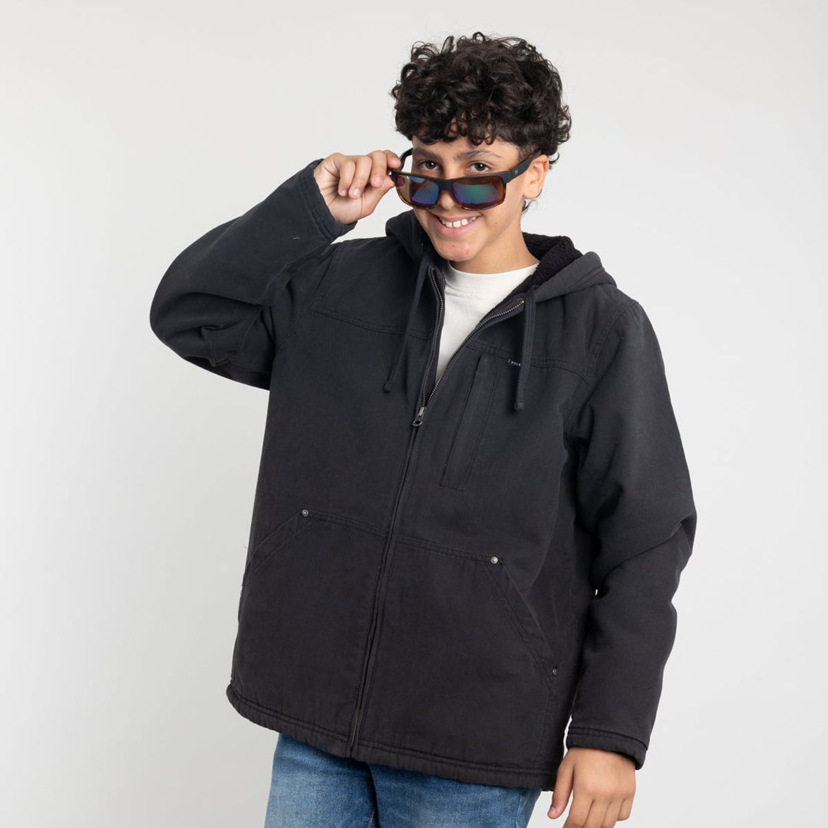 POLEMIC - Chaqueta Canvas niño procesada y forrada Negro Polemic