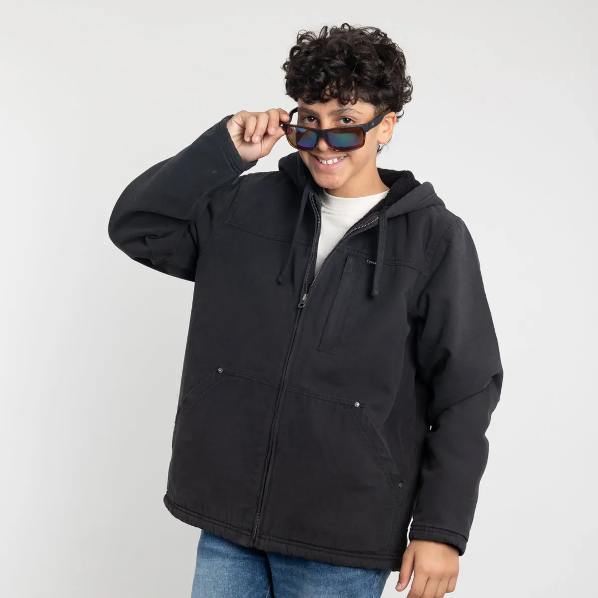 POLEMIC - Chaqueta Canvas niño procesada y forrada Negro Polemic