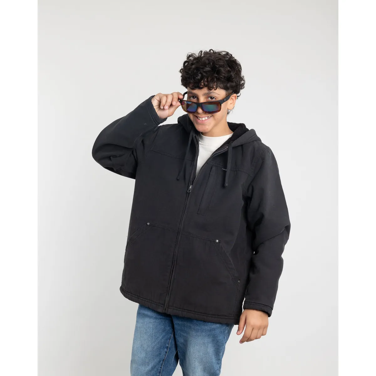 POLEMIC - Chaqueta Canvas niño procesada y forrada Negro Polemic