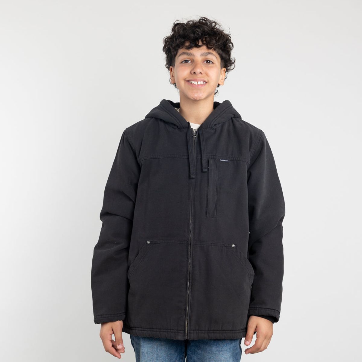 POLEMIC - Chaqueta Canvas niño procesada y forrada Negro Polemic