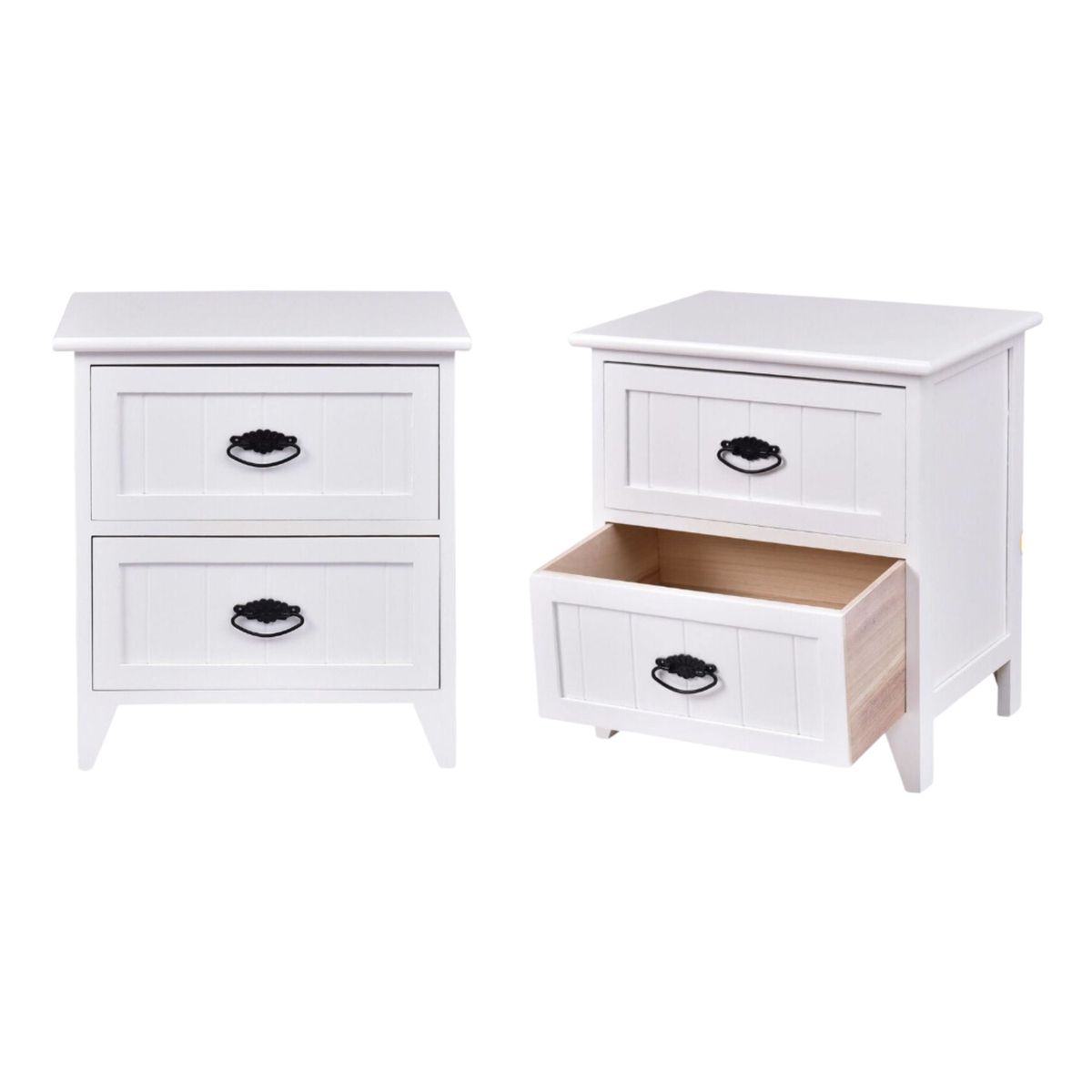 ITAHOME - SET 2 VELADORES DORMITORIO VERONA 2 CAJONES BLANCO