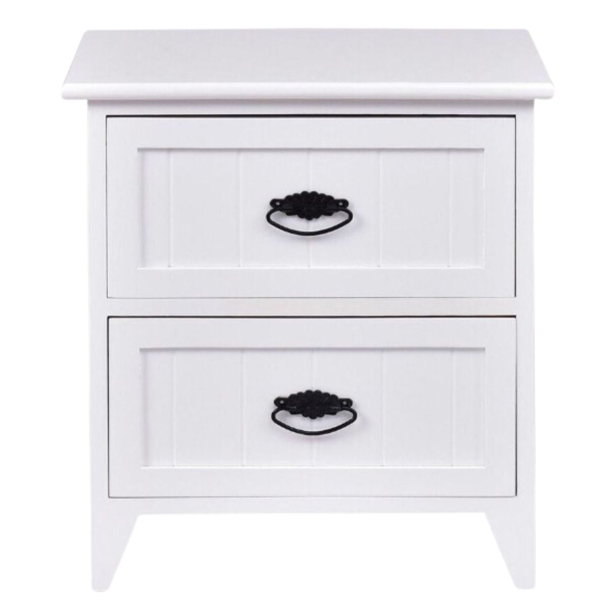ITAHOME - SET 2 VELADORES DORMITORIO VERONA 2 CAJONES BLANCO
