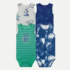 TEDMIMAK - Pack de 4 Bodys Bebé Niño Sin Manga