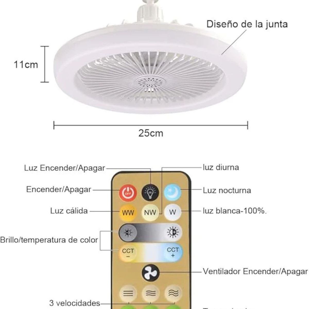 MOVI - Ventilador de Techo Moderno con Luz LED y Control Remoto