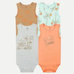 TEDMIMAK - Pack 4 Bodys Bebé Niño Sin Manga